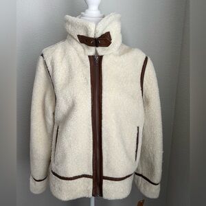 Cremieux Faux Fur Ivory/Chocolate Jacket NWT
